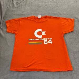 Commodore 64 Retro Gaming Logo Orange Graphic T-Shirt XL
